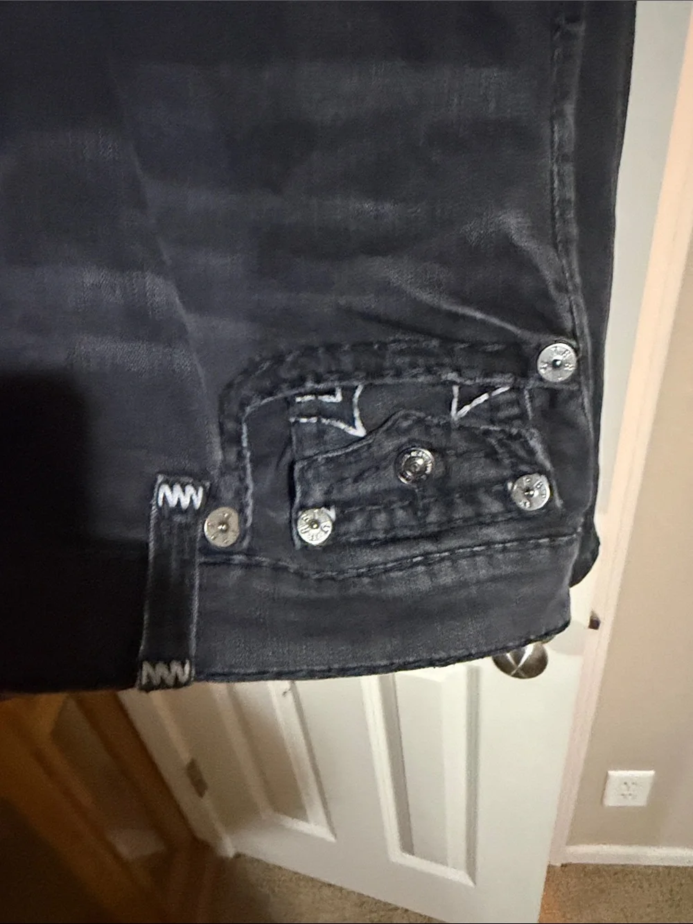 True Religion Black Jeans with White Logo Tag